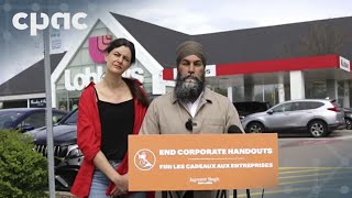 NDP Leader Jagmeet Singh discusses “ending corporate handouts” – May 10 2024 [upl. by Garrot]