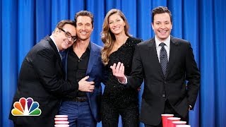 Flip Cup with Gisele Bundchen and Matthew McConaughey Late Night with Jimmy Fallon [upl. by Dinnie]