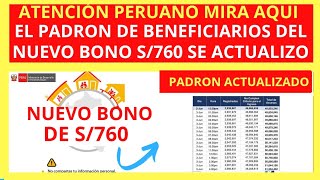 Urgente se actualizo el padrón del Nuevo Bono S760 [upl. by Bradeord]