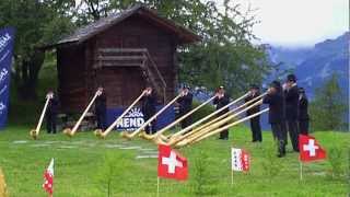 Alphorn players in Nendaz Switzerland [upl. by Sathrum]