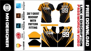 Sublimation Vector Designs  3D TShirt 18  With Pattern Fitting  Free Download Now [upl. by Nomelif]