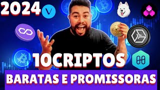 AS 10 CRIPTOMOEDAS MUITO BARATAS E MUITO PROMISSORAS PARA 2024 FIQUE RICO COM ELAS [upl. by Nydroj]