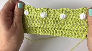 How To Crochet Contrasting Coloured Bobbles Week 2 of the Seaside Stash Busting Blanket [upl. by Emogene]