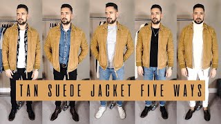 How to Wear a Tan Jacket 5 ways  Mens Style amp Fashion Lookbook [upl. by Pesvoh]