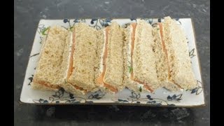 English Afternoon Tea Sandwiches Smoked Salmon and Chive Cream Cheese finger Sandwich Recipes [upl. by Alle]