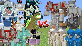 RANDOM BOSSES ARMY Vs IRON GOLEM amp PILLAGER ARMY MOBS BATTLE IN MINECRAFT [upl. by Anirtap]