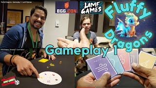 Fluffy Dragons  Gameplay 1  Set Collection Spatial Dueler  Lamf Games  BGG Con 23 [upl. by Allenaj]