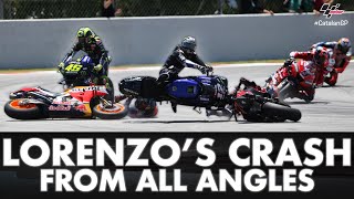 Lorenzos crash in Catalunya from all angles  2019 CatalanGP [upl. by Nedak]