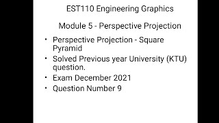 2Perspective ProjectionPrevious year University questionDec 2021SqPyramid KTU EnggGraphics [upl. by Ahsenek]