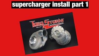 57 hemi challenger torqstorm supercharger install part 1 [upl. by Anirroc107]