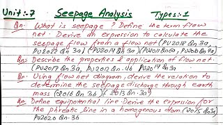 Unit7  Seepage Analysis  Types1  Theory  BE Civil  Prashant Yt  TUPUKUPoU Soil Mechanics [upl. by Checani]