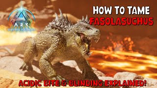 Ark Survival Ascended  How To Tame Fasolasuchus  Abilities explained  Location Scorched earth [upl. by Filemon602]