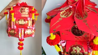 Chinese New Year lantern 042  Lampion dari angpao dan kawat bulu  红包扭扭棒灯笼🏮 [upl. by Gilges]