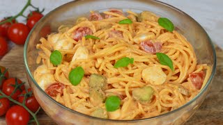 Spaghettisalat mit Mozarella und Tomaten in 10 Minuten I Nudelsalat [upl. by Fernandina579]