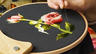 KIT119 Rose Embroidery Step by Step from Design to Embroidery [upl. by Burget]