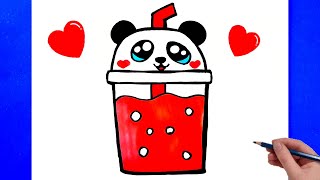 Sevimli Çizimler  Panda Çizimi  Milkshake Çizimi  Kolay Çizimler  Sevimli Resim Çizimleri [upl. by Deelaw]