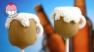 Make Mini Beer Mug Cake Pops BeerCakes A Cupcake Addiction How To Tutorial [upl. by Aicittel978]