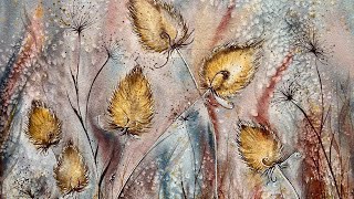 How To Paint Loose Watercolor AUTUMN TEASELS with SALT Semi Abstract Wild Flower Fall Painting Idea [upl. by Wells]