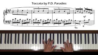 Toccata in A by PD Paradies Piano Tutorial [upl. by Ennagrom]