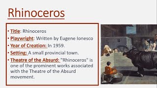 Rhinoceros by Eugene Ionesco  Summary Analysis and Notes [upl. by Carman]