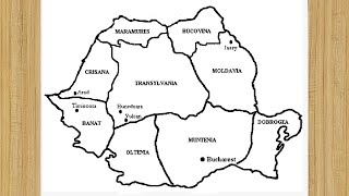 Harta Romaniei Desen  How to Draw Romania Map  Romania Map Drawing [upl. by Tnomal713]