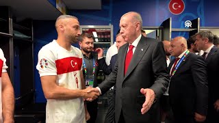 President Erdogan visits Turkish national team in locker room [upl. by Constantino]