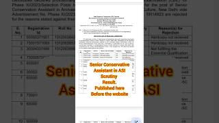 SSC Phase 11Senior Conservation Assistant ASI Scrutiny ResultPublished before websitesscshorts [upl. by Shanly]