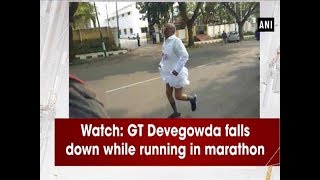 Watch GT Devegowda falls down while running in marathon  Karnataka News [upl. by Atnoled367]