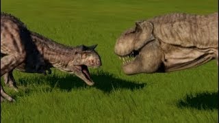 Jurassic World Evolution  Carnotaurus vs Tyrannosaurus Rex 1080p 60FPS [upl. by Sucramej164]