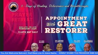 APPOINTMENT WITH GREAT RESTORER DAY 1  WITH PST EDWIN ETOMI SRO  12022024  DAY 1223 [upl. by Odille46]