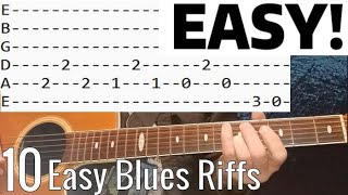 10 Easy BLUESY Blues Riffs  Great For Beginners Guitar Lesson [upl. by Skricki377]