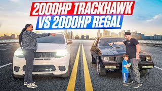 MY 2000HP TRACKHAWK VS TURBO JOE 2000HP BUICK REGAL [upl. by Oiredised]