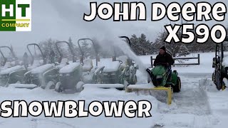 John Deere X590 Snow Blower in ACTION [upl. by Cann]