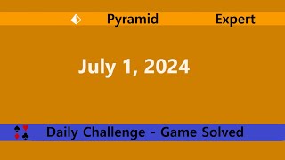 Microsoft Solitaire Collection  Pyramid Expert  July 1 2024  Daily Challenges [upl. by Baxie274]