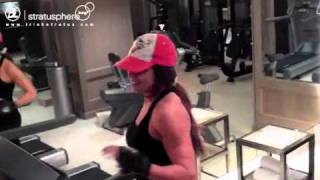 Stratusphere Living Trish Stratus 45 min allinclusive treadmill workout as seen in Oxygen [upl. by Anwahsit]