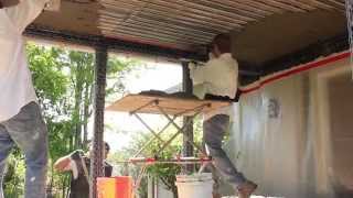 How to stucco an exterior ceiling with both coats on the same day [upl. by Omero]