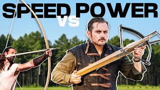 600lb Medieval Crossbow VS 165lb English Warbow [upl. by Enairda]