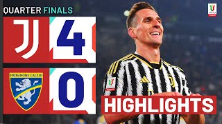 JUVENTUSFROSINONE 40  HIGHLIGHTS  Milik stars in gol fest  Coppa Italia Frecciarossa 202324 [upl. by Miarzim]