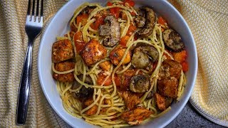 Garlic Butter Salmon Pasta Recipe  15 Minute Meal [upl. by Nelyag]