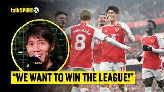 SAKA MAKES MY LIFE EASY 😁 Takehiro Tomiyasu Exclusive at Arsenals Community Hub  talkSPORT [upl. by Zeeba]