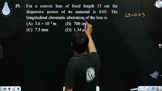 For a convex lens of focal length 15 cm the dispersive power of its material is 005 The longit [upl. by Nomyaw]