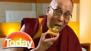 Dalai Lama starts eating pizza during interview [upl. by Vedetta]