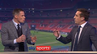 Jamie Carragher amp Gary Neville get into a highpitched argument over Tottenham [upl. by Redyr44]