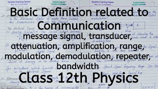 Basic Definition Related to Communication Chapter 15 Communication Systems Class 12 Physics [upl. by Aan]