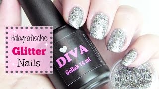 Holografische nagels met Diva gellak amp Metoe Nails glitters  beautynailsfunnl [upl. by Nairahcaz792]