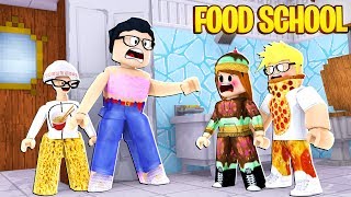 🍭FOOD SCHOOL NOS DESCUBREN EN EL BAÑO🏫BLOXBURG NUEVA SERIE  ROBLOX [upl. by Nydnarb]