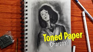 Charcoal on toned paper  Charcoal Portrait  Charcoal Sketch  Charcoal Drawing art drawing [upl. by Nylarat]