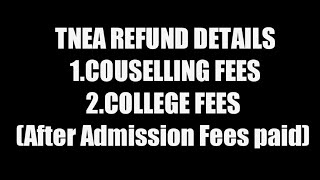 TNEA Refund details  Couselling Refund  College fees refund details  Vincent Maths [upl. by Goldie718]