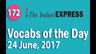 The Indian Express Vocabulary 24 June 2017  Learn 10 New Words with Tricks  Day172 [upl. by Arammat]