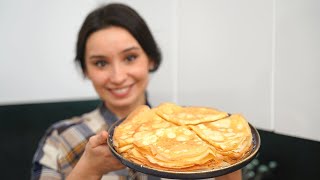 ПРОЩЕ рецепта не найдете САМЫЕ ТОНКИЕ вкусные блинчики на Масленицу Блины на молоке и воде [upl. by Ativet]